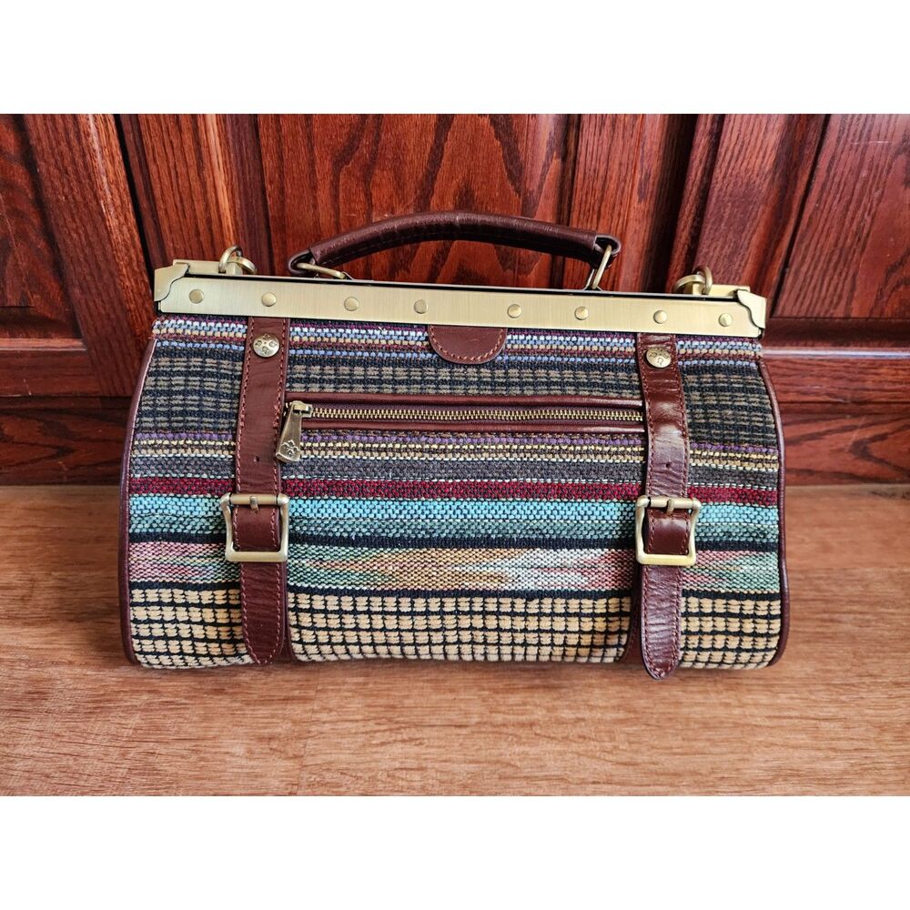 Large Patricia Nash Boho Discovery Colletta Striped Frame Bag Purse $499 Retail